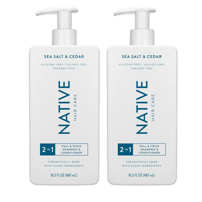 Native Sea Salt & Cedar 2-in-1 Shampoo and Conditioner – Thoughtful Birthday Gift for Women Who Value Clean Beauty