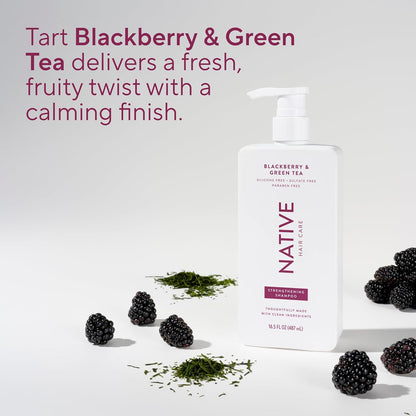 Native Strengthening Shampoo Blackberry & Green Tea 16.5 fl Oz – Mindful Hair Repair for Damaged, Frizz-Prone Strands