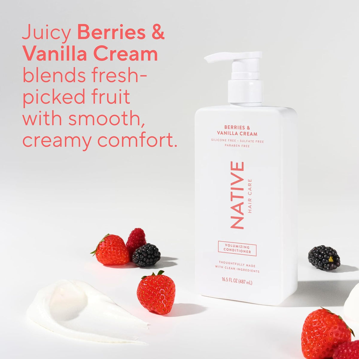 Native Volumizing Conditioner Berries & Vanilla Cream – Self-Care Shower Ritual for Fine, Flat Hair