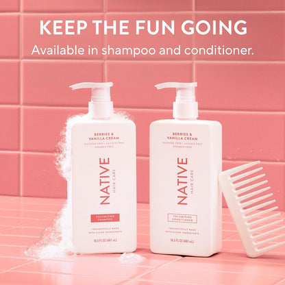 Native Volumizing Shampoo Berries & Vanilla Cream 16.5 fl Oz – Mindful Self-Care Hair Wash for Flat, Lifeless Hair