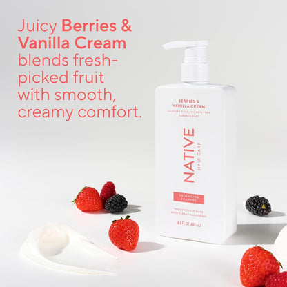 Native Volumizing Shampoo Berries & Vanilla Cream 16.5 fl Oz – Mindful Self-Care Hair Wash for Flat, Lifeless Hair