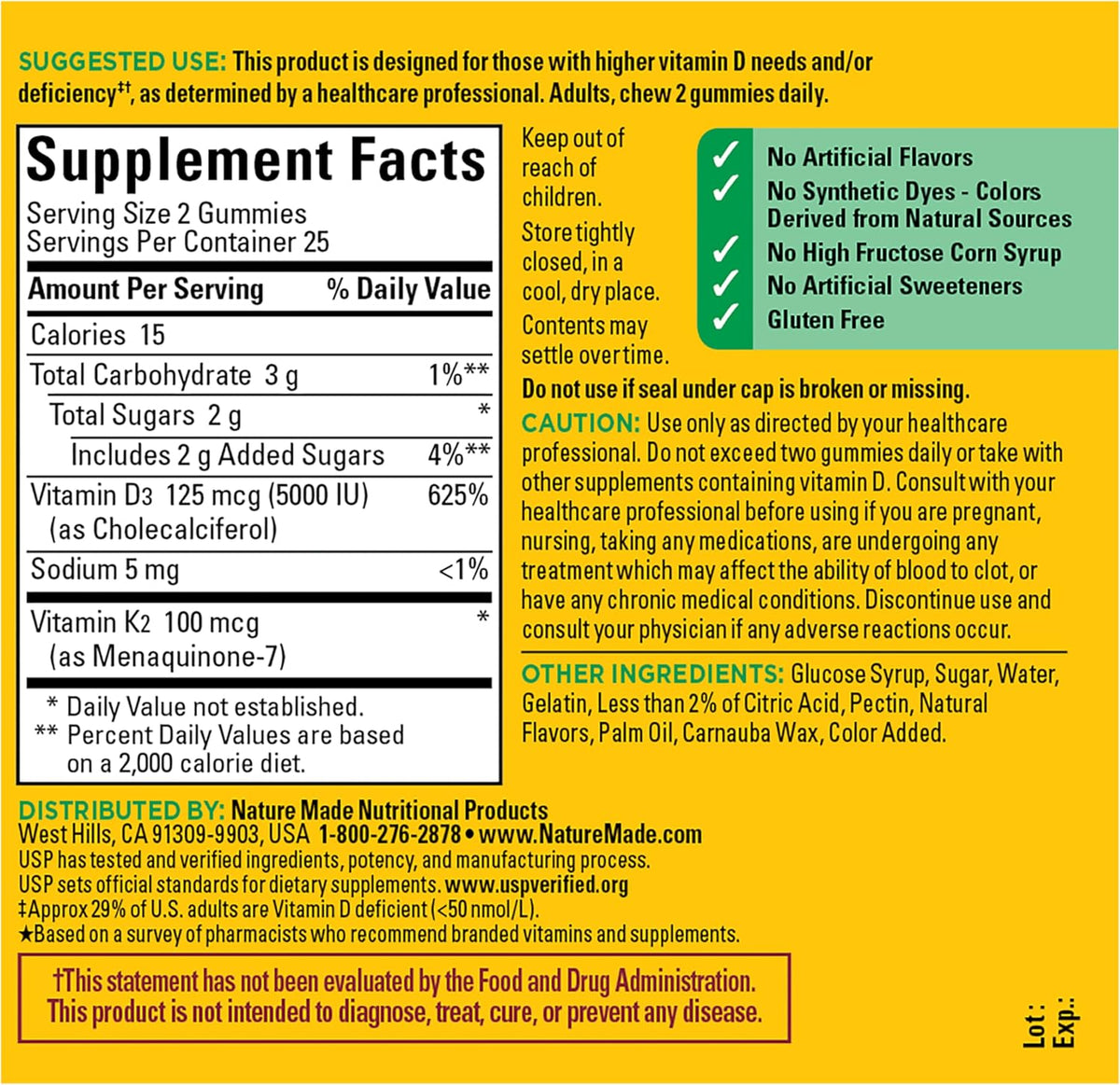 Nature Made Vitamin D3 K2 Gummies – Daily Self-Care Supplement, Peach-Flavored Chewable for Adults Prioritizing Healthy Aging