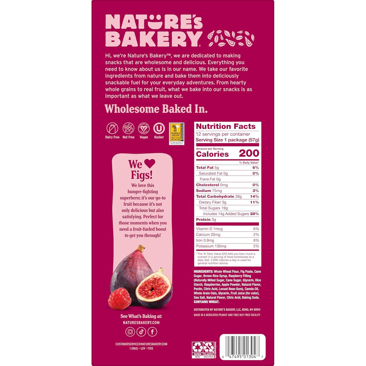 Nature's Bakery Fig Bars – Low Sodium Whole Grain Snack for Mindful Snackers, Non-GMO Twin Packs