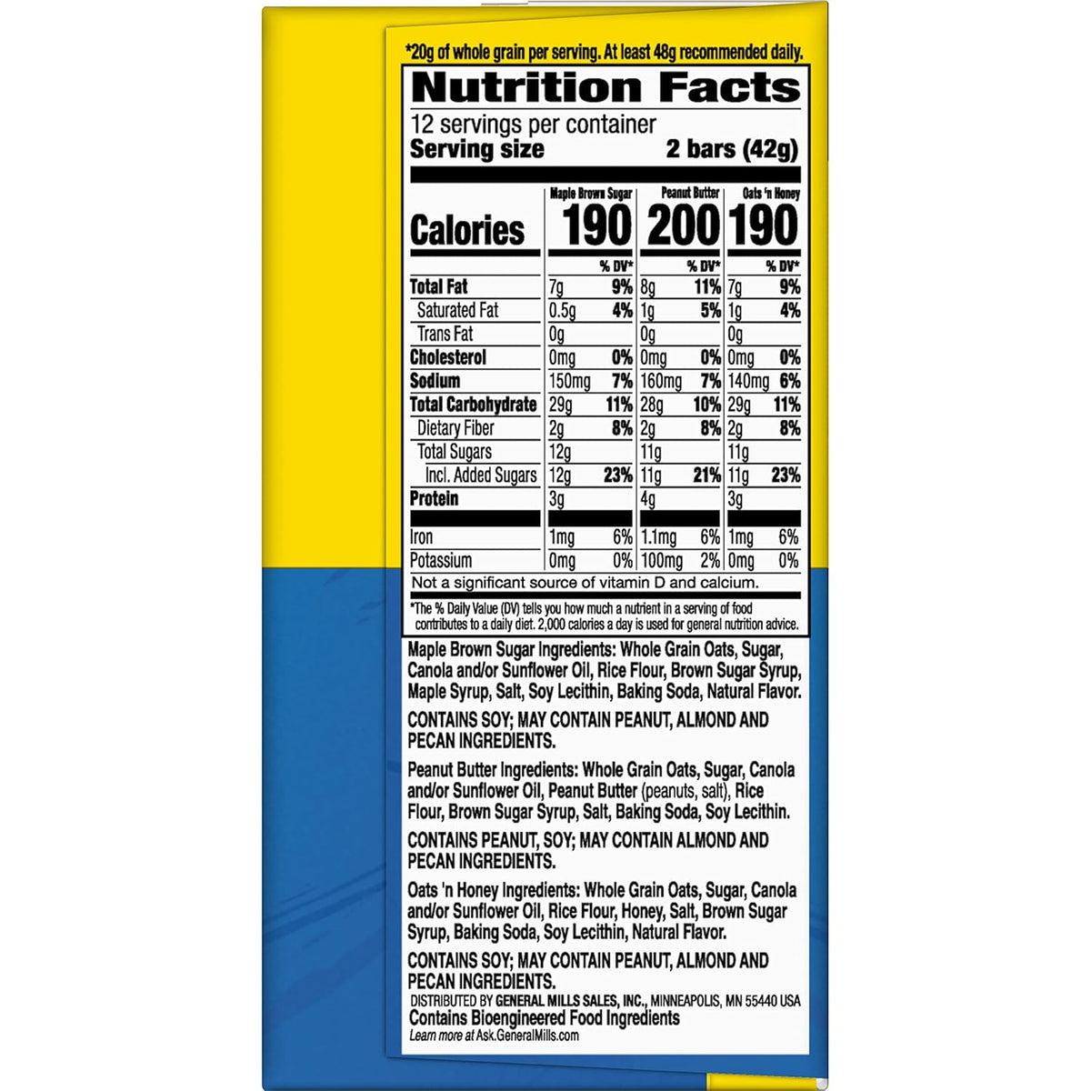 Nature Valley Crunchy Granola Bars – Kid-Friendly After-School Snack Pack, 12 Individually Wrapped Pouches