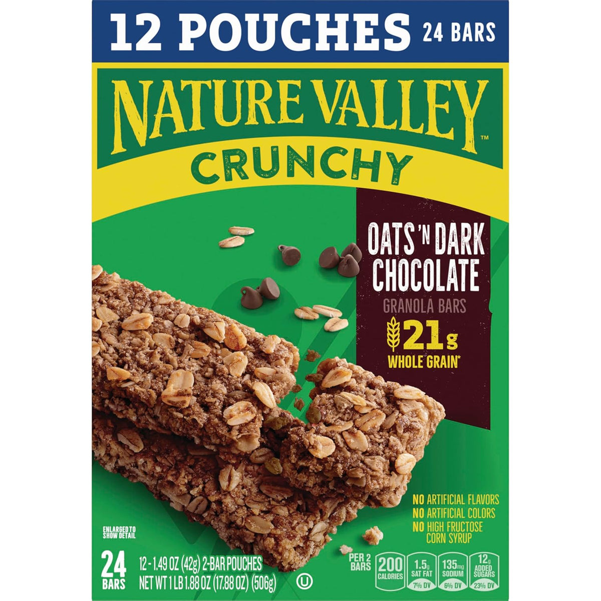 Nature Valley Crunchy Granola Bars, Oats 'n Dark Chocolate – Durable Trail Energy Bar for Backpacking Trips