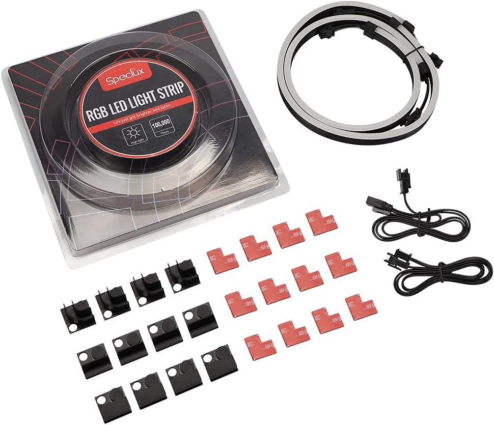 NEON Magnetic ARGB PC LED Strip Light Kit – Ambient Bedroom Decor & Gaming Room Aesthetic, 2x15.7in Addressable RGB Strip with 12 Magnets
