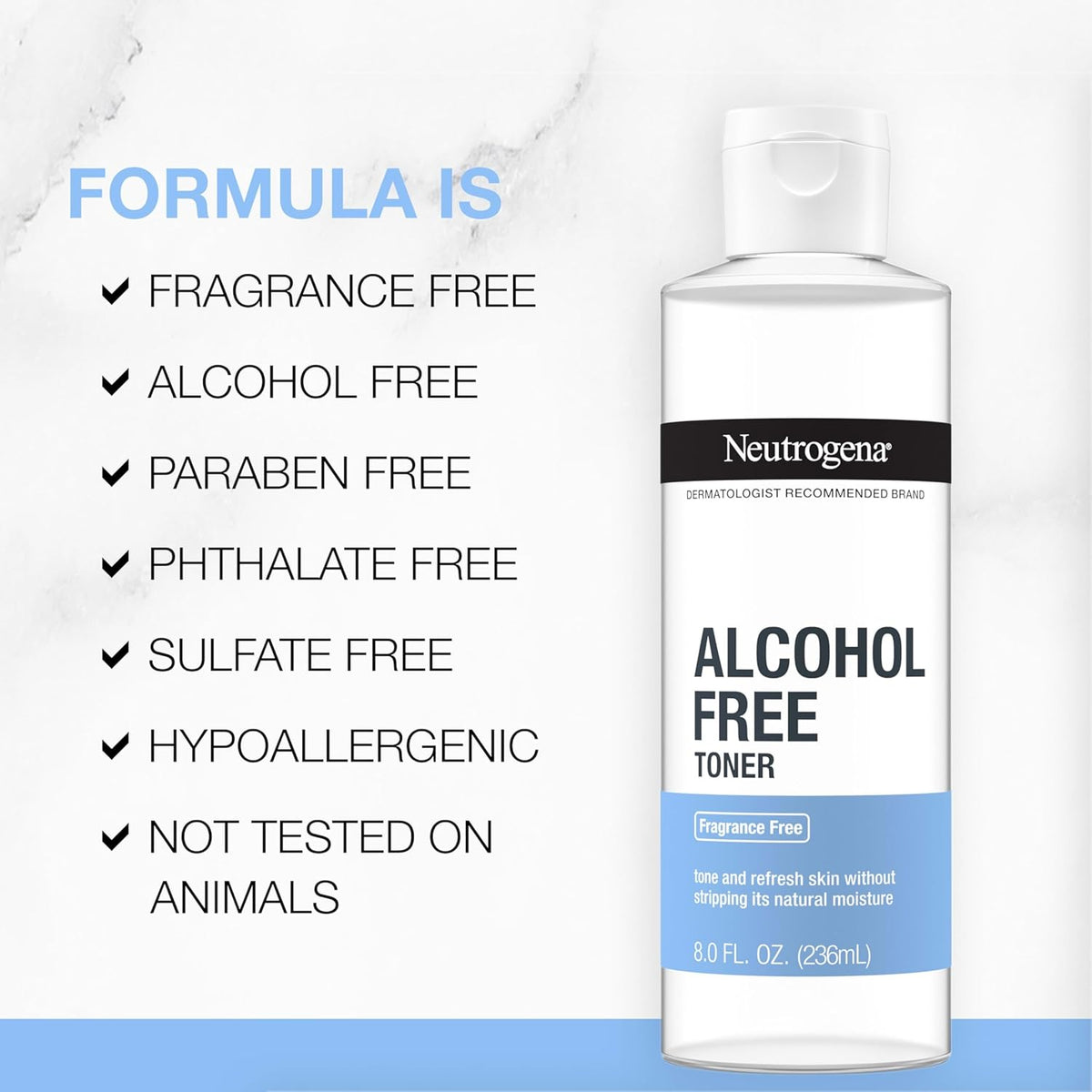 Neutrogena Alcohol-Free Gentle Daily Facial Toner for Sensitive Skin, Fragrance-Free Hydrating Step for a Calming Morning Skincare Ritual