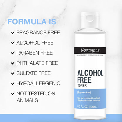 Neutrogena Alcohol-Free Gentle Daily Facial Toner for Sensitive Skin, Fragrance-Free Hydrating Step for a Calming Morning Skincare Ritual