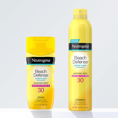 Neutrogena Beach Defense SPF 30 Sunscreen Spray for Patio, Camping & Hiking, Water-Resistant Broad Spectrum 8.5 oz