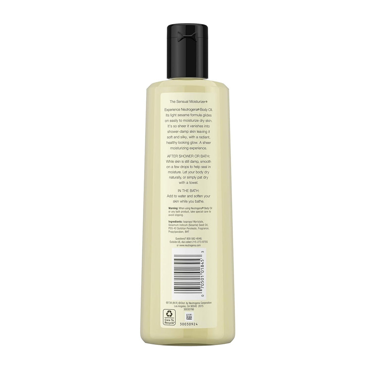 Neutrogena Body Oil Light Sesame Formula – Premium At-Home Spa Body Treatment, Silky Non-Greasy Hydration Finish