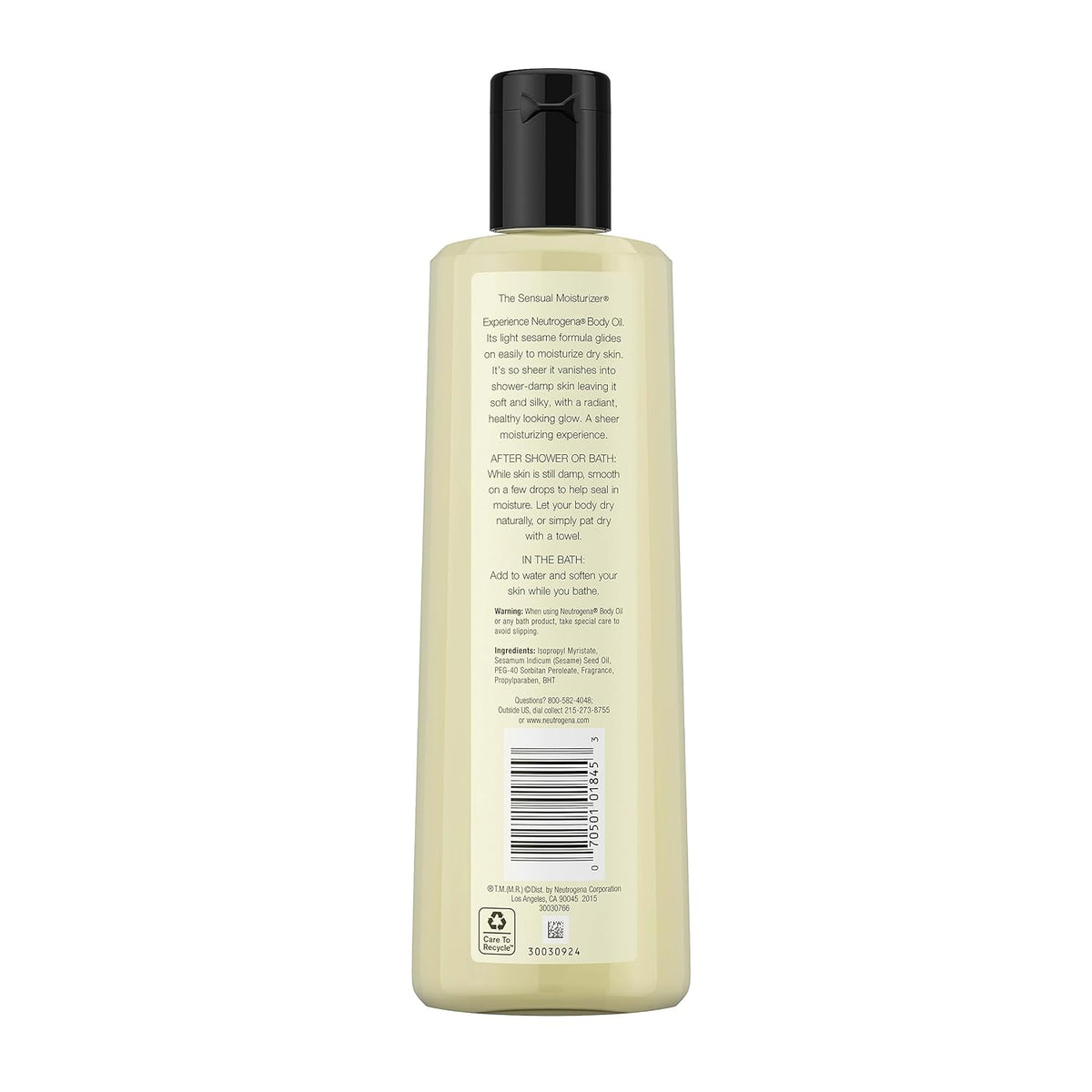 Neutrogena Body Oil Light Sesame Formula – Premium At-Home Spa Body Treatment, Silky Non-Greasy Hydration Finish