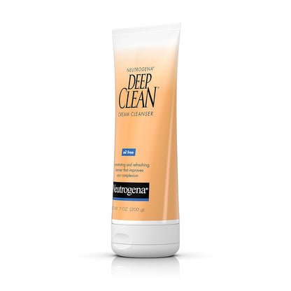 Neutrogena Deep Clean Daily Facial Cream Cleanser with Beta Hydroxy Acid for Calming Nightly Skincare Ritual, Removes Dirt Oil & Makeup, 7 fl. oz