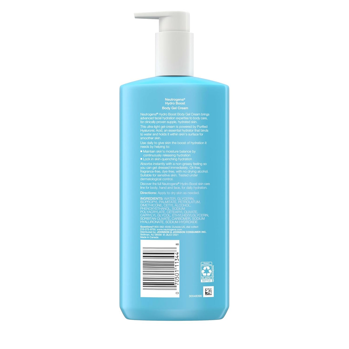 Neutrogena Hydro Boost Body Gel Cream with Hyaluronic Acid – Fragrance-Free Sensitive-Skin Lotion Safe for Reactive Skin and Daily Whole-Family Use
