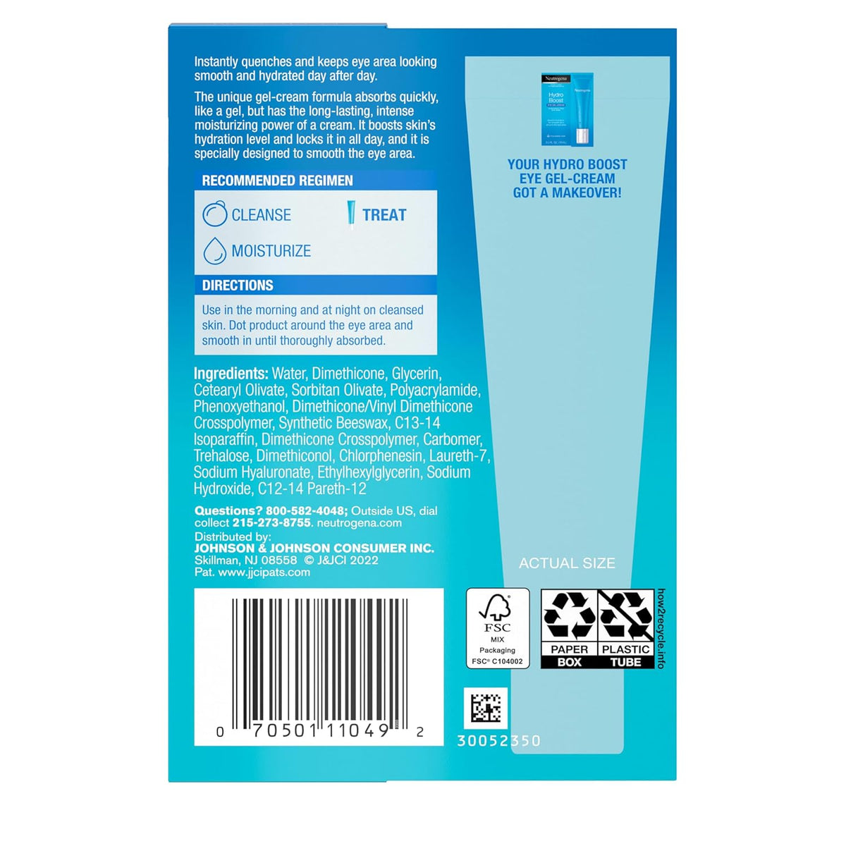 Neutrogena Hydro Boost Eye Cream – Ophthalmologist-Tested Fragrance-Free Hydration for Sensitive Eyes and Contact Lens Wearers