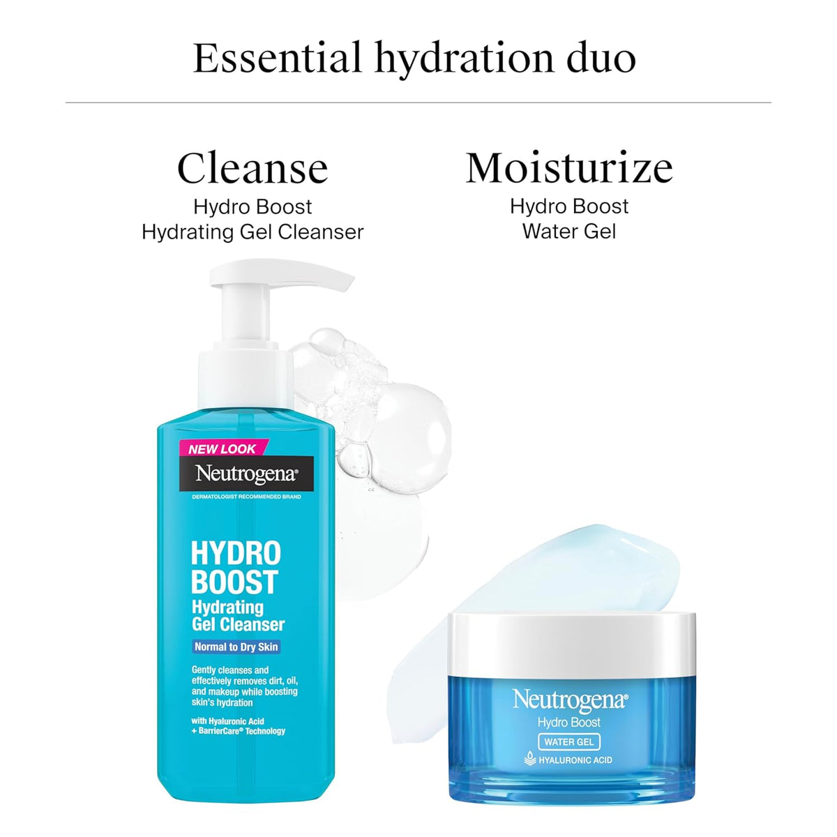 Neutrogena Hydro Boost Hydrating Face Wash & Makeup Remover – Nightly Skincare Ritual for Soft Supple Skin, Hyaluronic Acid Gel Cleanser, 7.8 fl oz