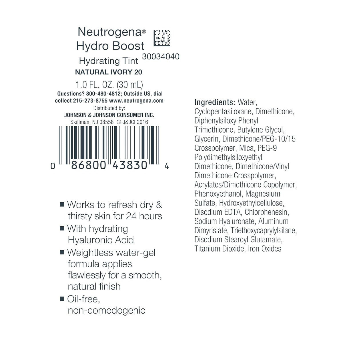 Neutrogena Hydro Boost Hydrating Tint – Thoughtful Birthday Gift for Her, Hyaluronic Acid Tinted Moisturizer in 10 Shades