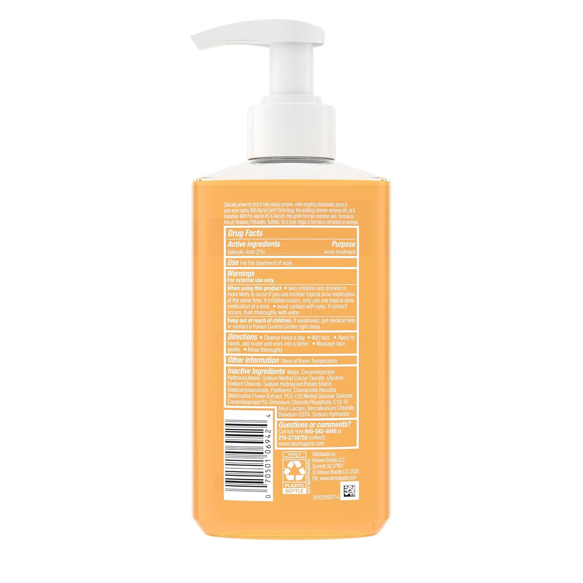 Neutrogena Oil-Free Acne Face Wash for Teens with 2% Salicylic Acid – Fragrance Free Gentle Daily Cleanser for a Teen Bathroom Vanity