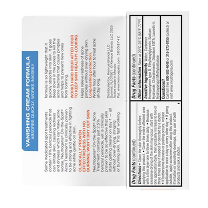 Neutrogena On-The-Spot Acne Treatment Cream 2.5% Benzoyl Peroxide for a Calming Nightly Skincare Ritual