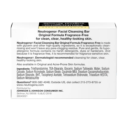 Neutrogena Original Transparent Facial Cleansing Bar – Thoughtful Skincare Gift for Mom with Sensitive Skin, Fragrance-Free Glycerin