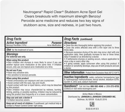 Neutrogena Rapid Clear Stubborn Acne Spot Treatment Gel – Nightly Self-Care Essential for Acne-Prone Skin, Maximum Strength Pimple Cream