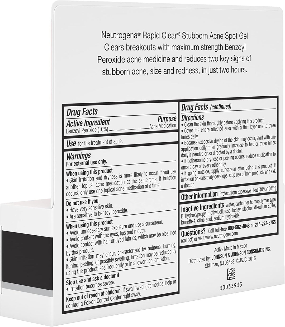 Neutrogena Rapid Clear Stubborn Acne Spot Treatment Gel – Nightly Self-Care Essential for Acne-Prone Skin, Maximum Strength Pimple Cream
