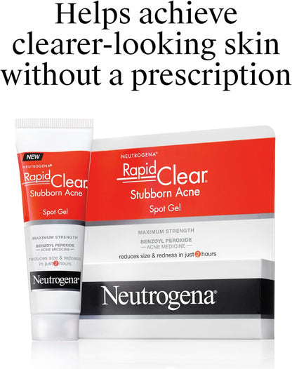 Neutrogena Rapid Clear Stubborn Acne Spot Treatment Gel – Nightly Self-Care Essential for Acne-Prone Skin, Maximum Strength Pimple Cream