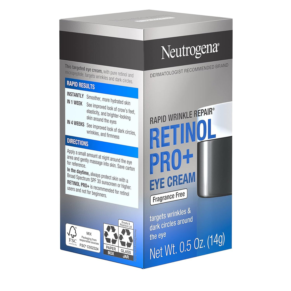 Neutrogena Rapid Wrinkle Repair Retinol Pro+ Eye Cream – Ophthalmologist-Tested Daily Treatment for Delicate Eyes