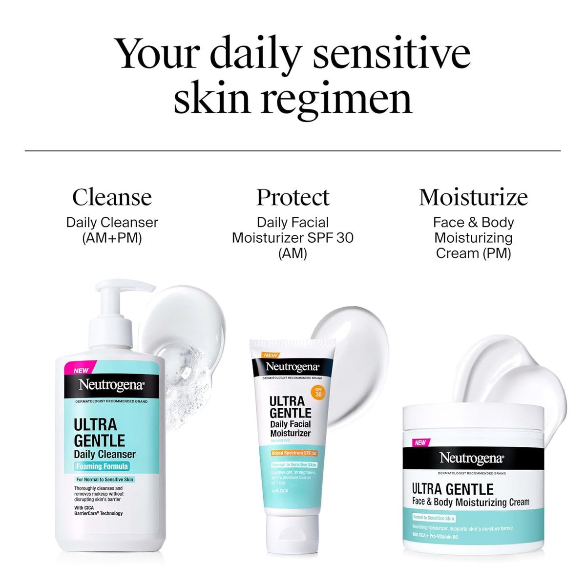 Neutrogena Ultra Gentle Foaming Cleanser – Calming Daily Face Wash for Sensitive Skin, Fragrance-Free 12 fl. oz