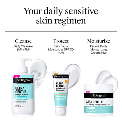 Neutrogena Ultra Gentle Foaming Cleanser – Calming Daily Face Wash for Sensitive Skin, Fragrance-Free 12 fl. oz