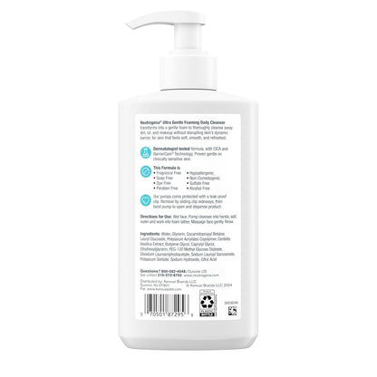 Neutrogena Ultra Gentle Foaming Cleanser – Calming Daily Face Wash for Sensitive Skin, Fragrance-Free 12 fl. oz