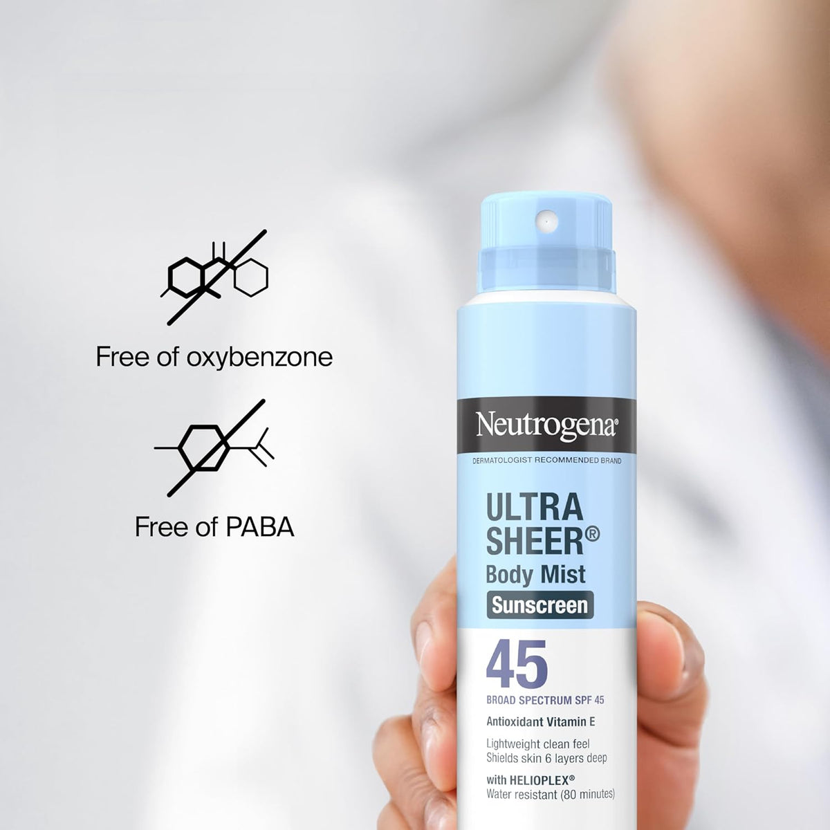 Neutrogena Ultra Sheer Sunscreen Spray SPF 45 – Dermatologist-Tested, Family-Safe Sun Protection for Poolside Use