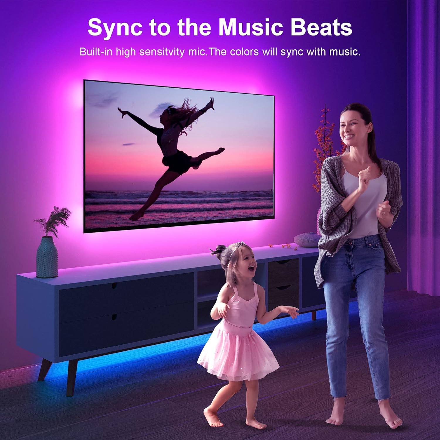 Nexillumi LED TV Backlight – Thoughtful Housewarming Gift for Her, App-Controlled Mood Lighting