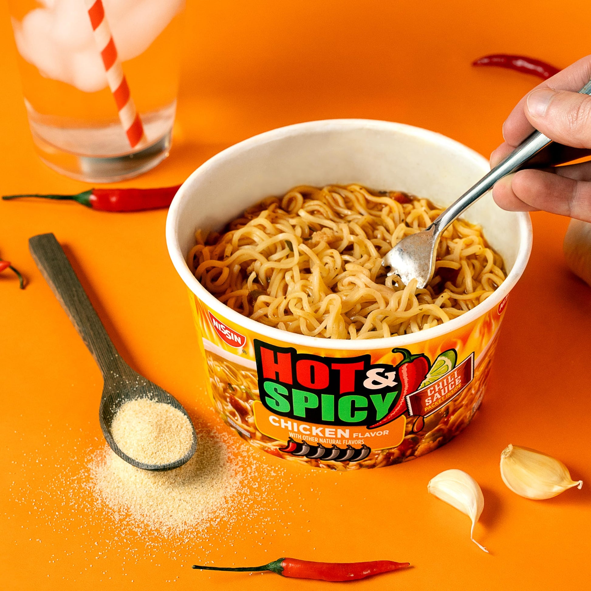 Nissin Hot & Spicy Fire Wok Sizzlin' Rich Pork – Road Trip Rest Stop Lunch, No Refrigeration Needed