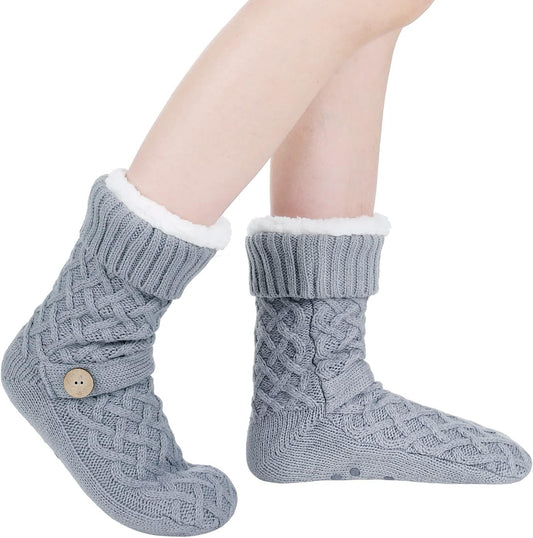 non-slip silicone or rubber grip dots on the sole