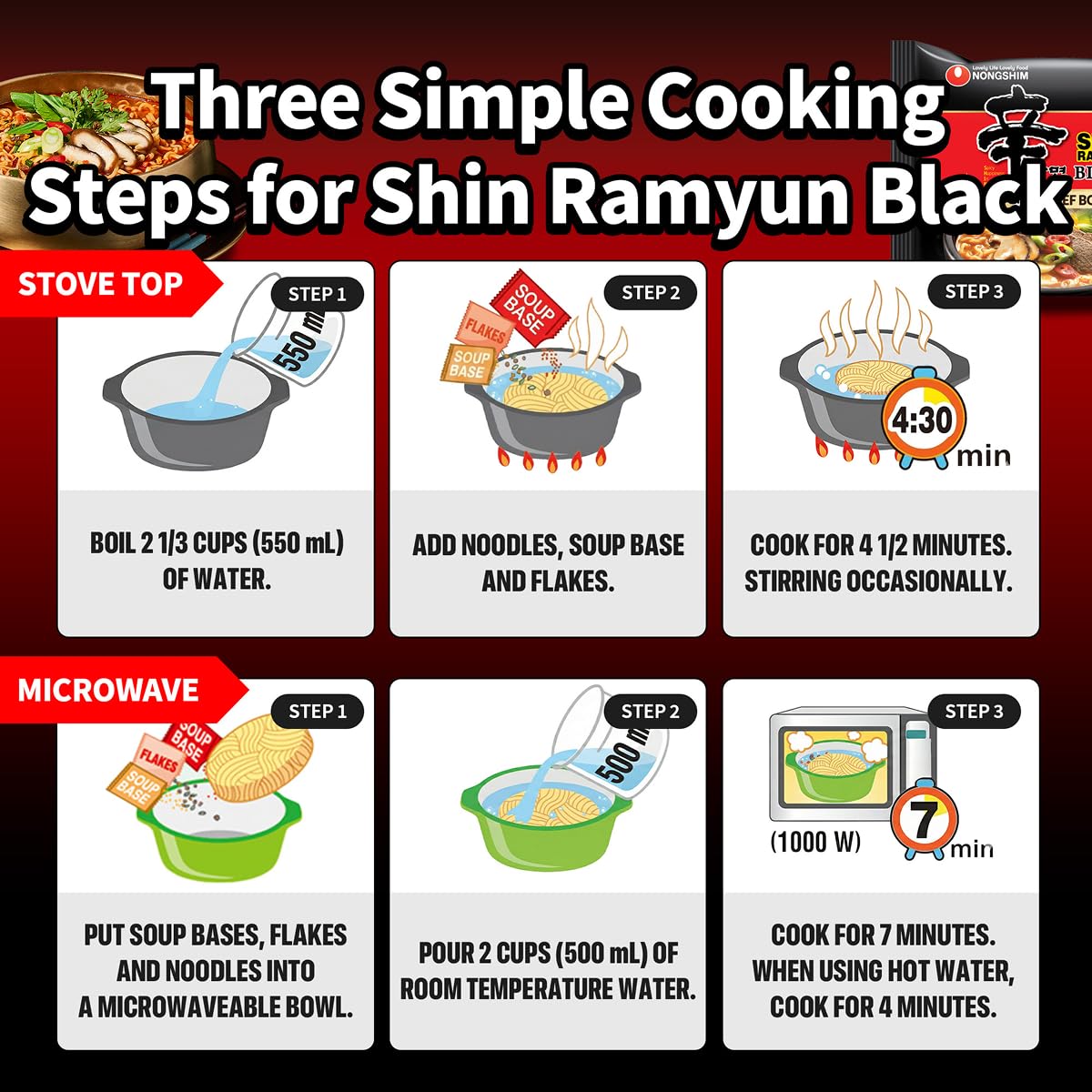 Nongshim Shin Ramyun Black – Warming Spicy Ritual for Mindful Wind-Down, Beef Bone Broth Korean Ramen