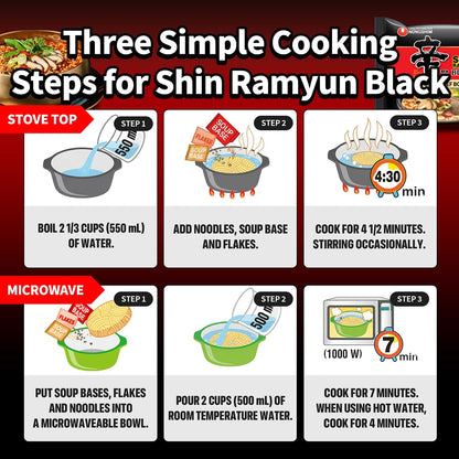 Nongshim Shin Ramyun Black – Warming Spicy Ritual for Mindful Wind-Down, Beef Bone Broth Korean Ramen