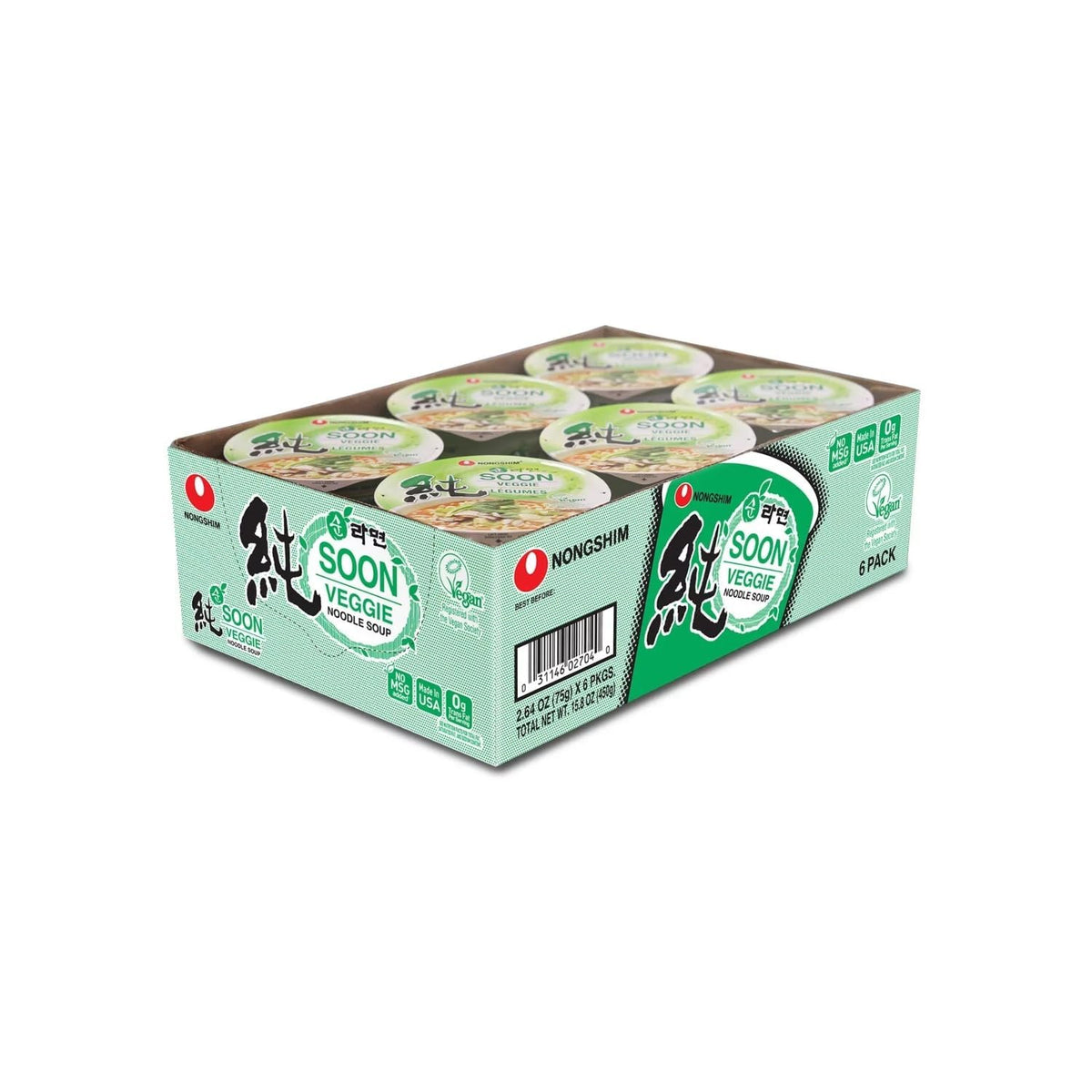 Nongshim Soon Vegan Cup Noodle – Single-Serve Office Pantry Staple for Busy Professionals, Ready in Minutes