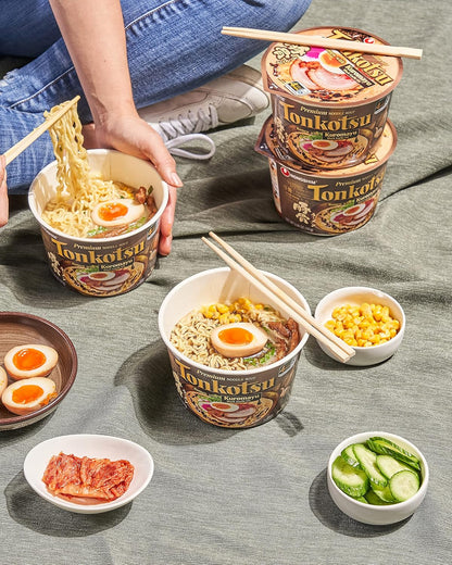 Nongshim Tonkotsu Ramen with Kuromatsu Black Garlic Oil Noodle Big Bowl, 3.56 Ounce (Pack Of 6) – Hot Camp Meal with Just Boiled Water