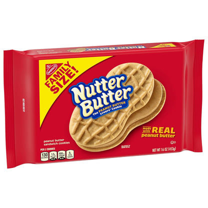 Nutter Butter Family Size Peanut Butter Sandwich Cookies, 16 oz – Mindful Portion-Controlled Snack for Break Time