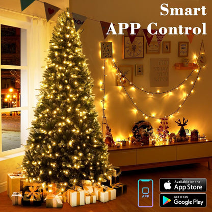 ODEETRONIC Smart Christmas Tree Lights 98 ft 300 LED Color Changing String – Living Room Holiday Centerpiece with App and Voice Control