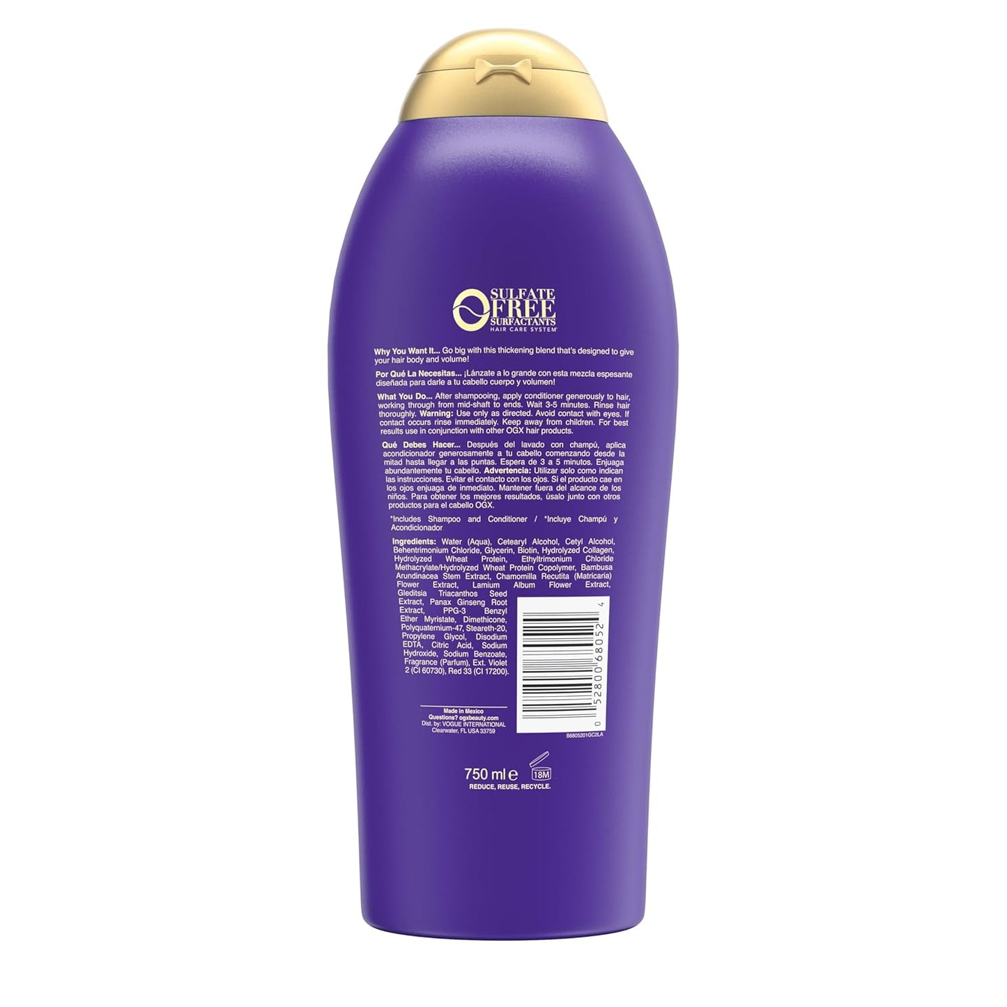 OGX Biotin & Collagen Volumizing Conditioner – Self-Care Shower Essential for Thinning Hair Wellness Rituals