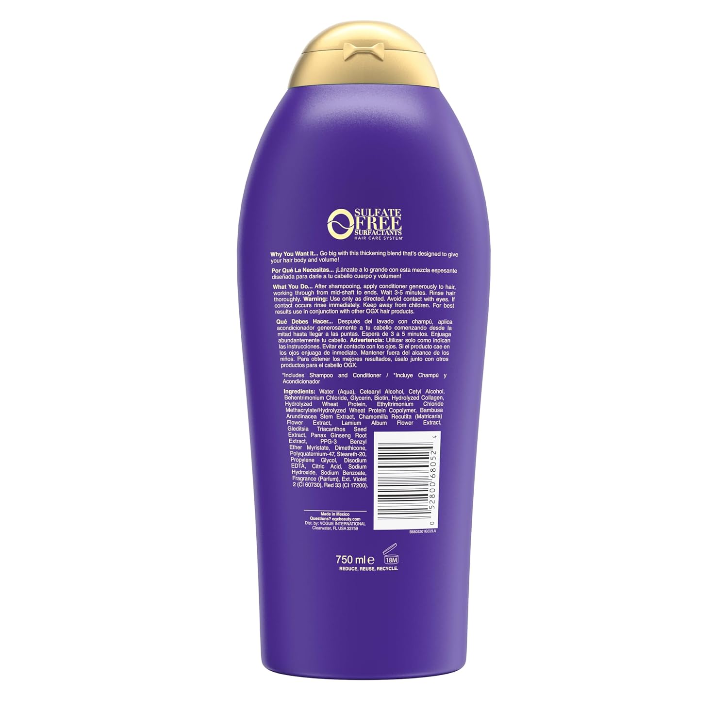 OGX Biotin & Collagen Volumizing Conditioner – Self-Care Shower Essential for Thinning Hair Wellness Rituals