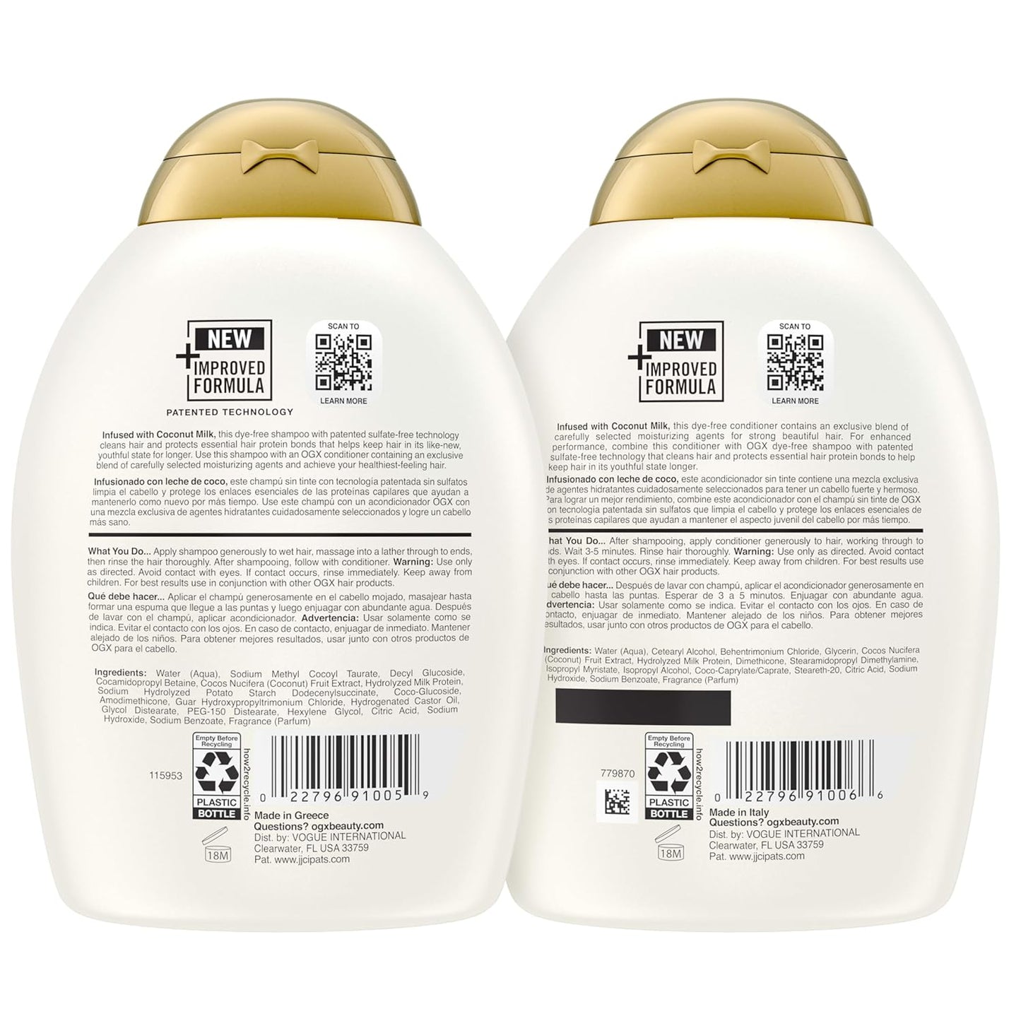 OGX Coconut Milk Shampoo & Conditioner Set – Thoughtful Birthday Gift for Women, Hydrating Hair Care Present for Her Bathroom