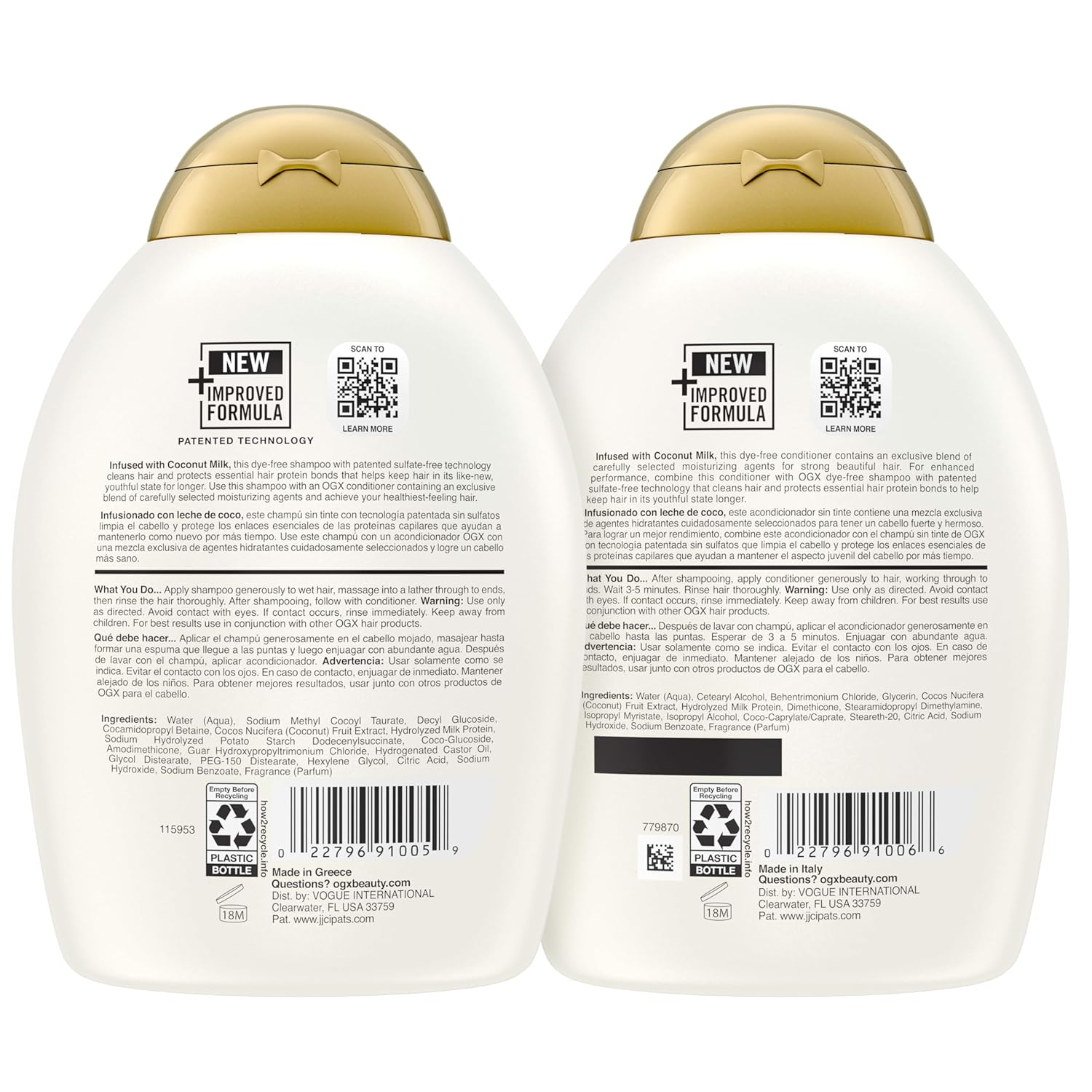 OGX Coconut Milk Shampoo & Conditioner Set – Thoughtful Birthday Gift for Women, Hydrating Hair Care Present for Her Bathroom