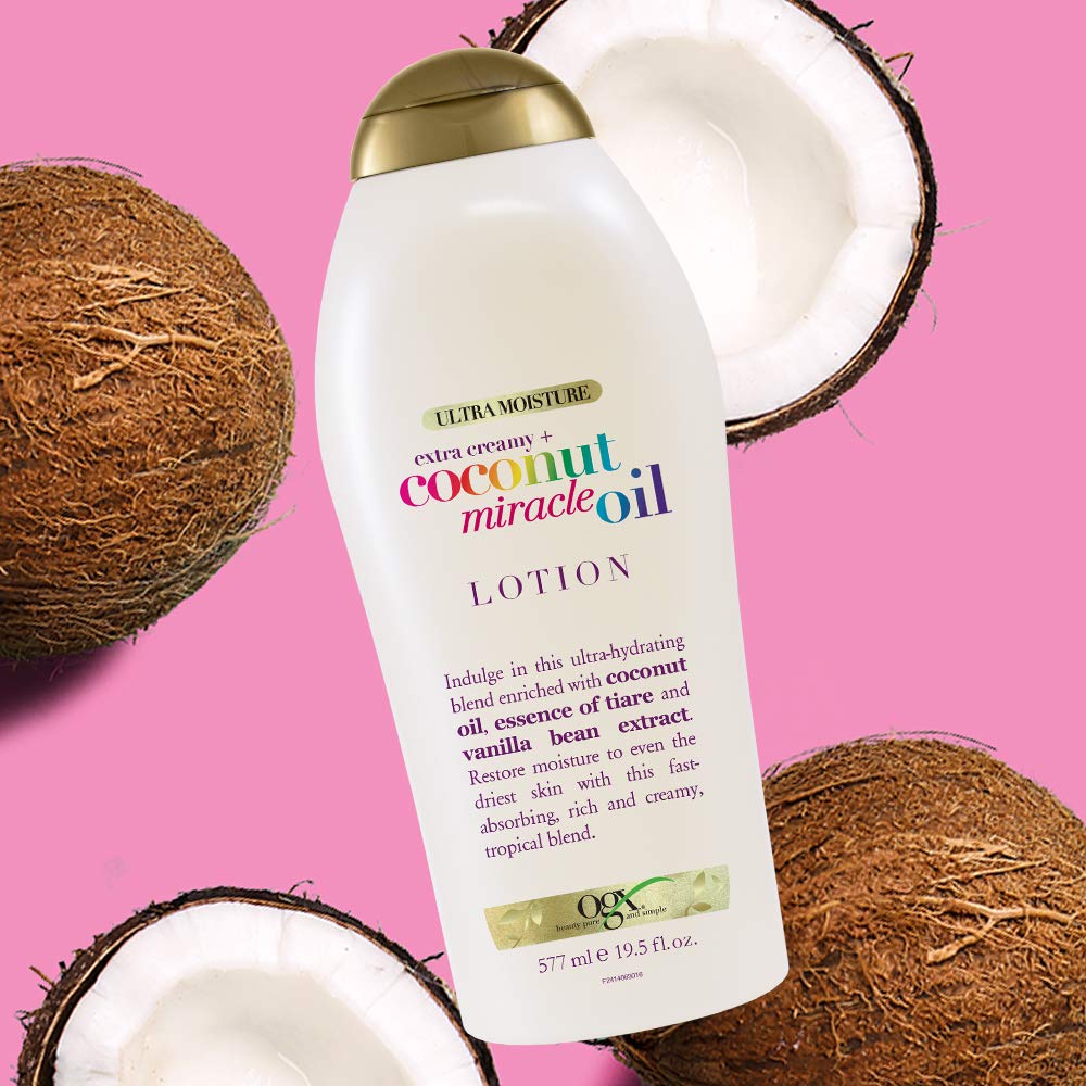 OGX Coconut Miracle Oil Body Lotion 3-Pack – Tropical Vanilla Scented Stocking Stuffer and Birthday Gift Set for Women