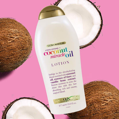 OGX Coconut Miracle Oil Body Lotion 3-Pack – Tropical Vanilla Scented Stocking Stuffer and Birthday Gift Set for Women