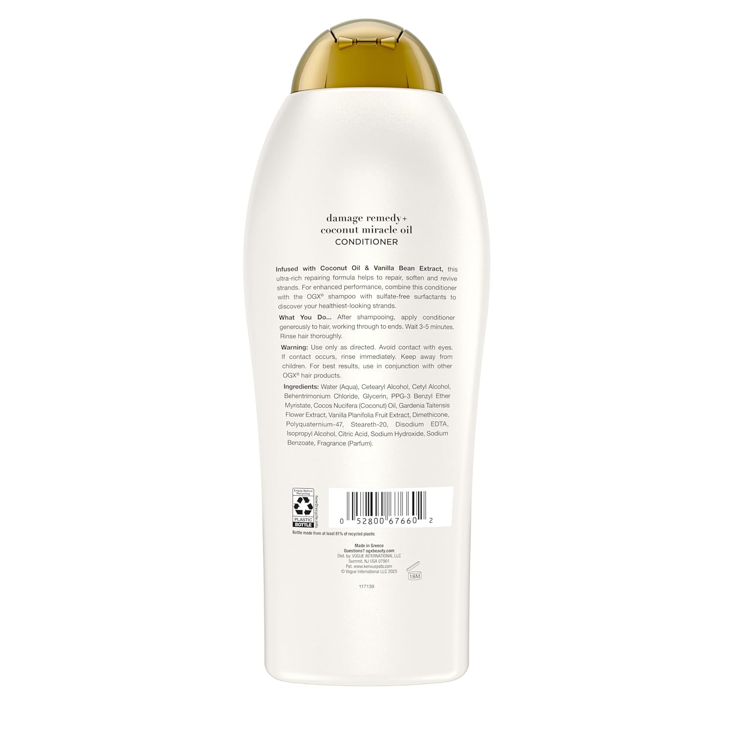 OGX Coconut Miracle Oil Conditioner – Thoughtful Self-Care Gift for Women with Dry Hair