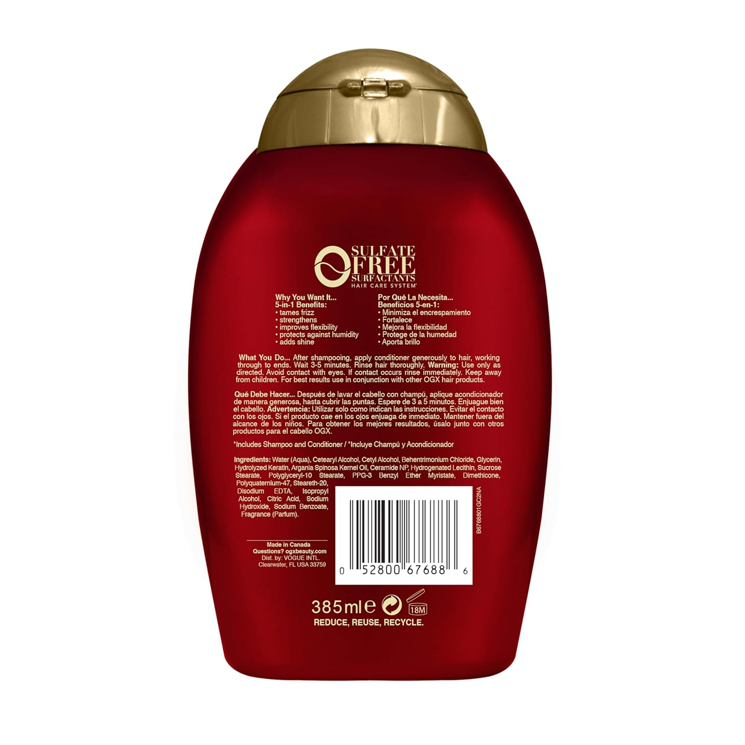 OGX Frizz-Free + Keratin Smoothing Conditioner – Mindful Self-Care Ritual for Daily Hair Renewal at Home