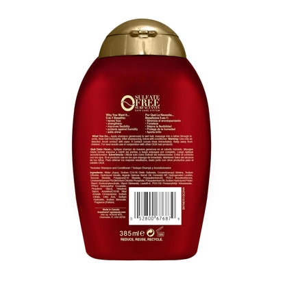 OGX Frizz-Free + Keratin Smoothing Oil Shampoo – Streamlined Vanity Essential for Frizzy Hair, 13 Fl Oz
