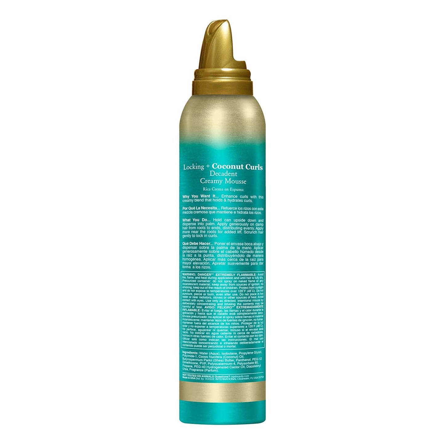 OGX Locking + Coconut Curls Creamy Mousse – Self-Care Curl Defining Ritual for Thick Curly Hair, 7.9 Ounce